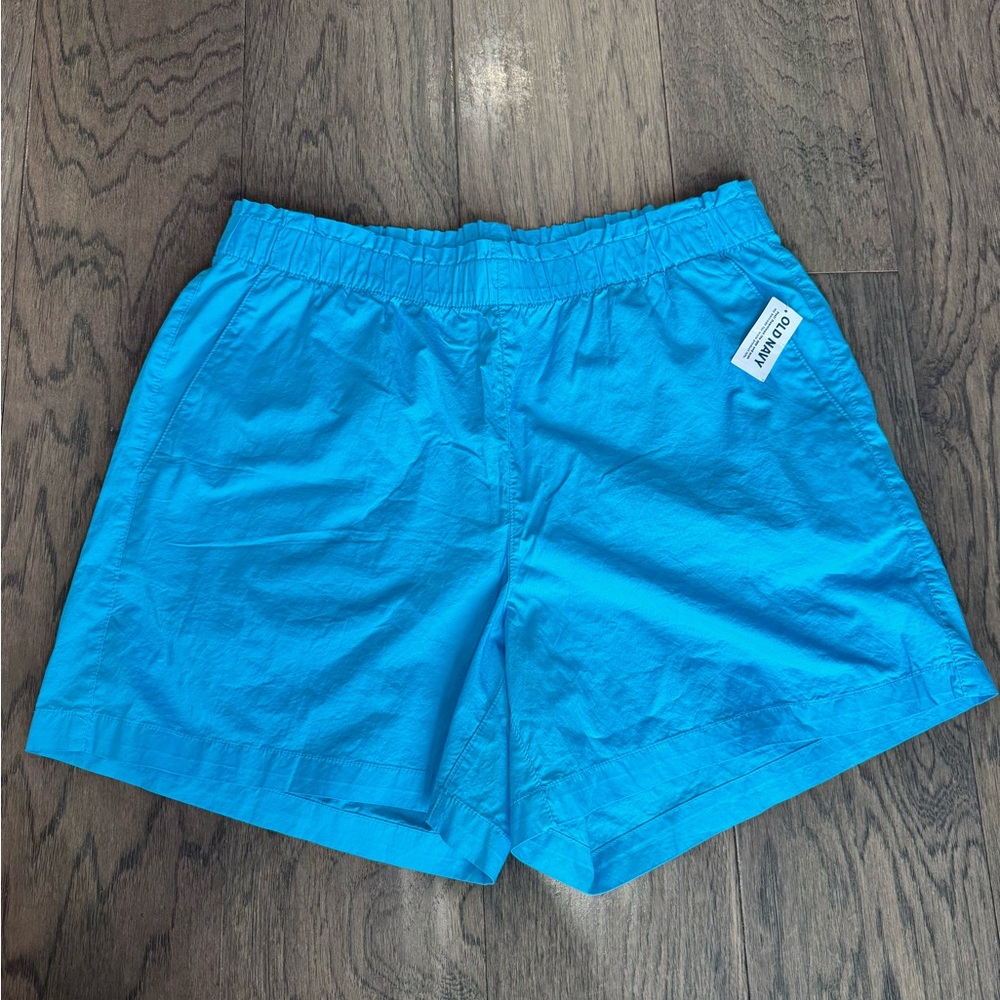 Old Navy Pull On Shorts Womens L Blue Elastic Waist Casual Summer NWT